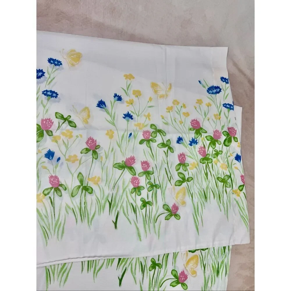Vintage Floral Pillowcase Set Butterflies 20x30” Burlington